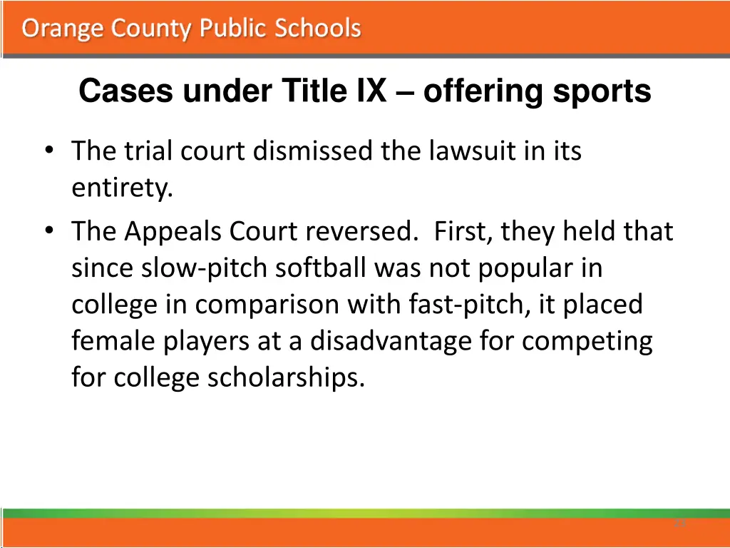 cases under title ix offering sports 1
