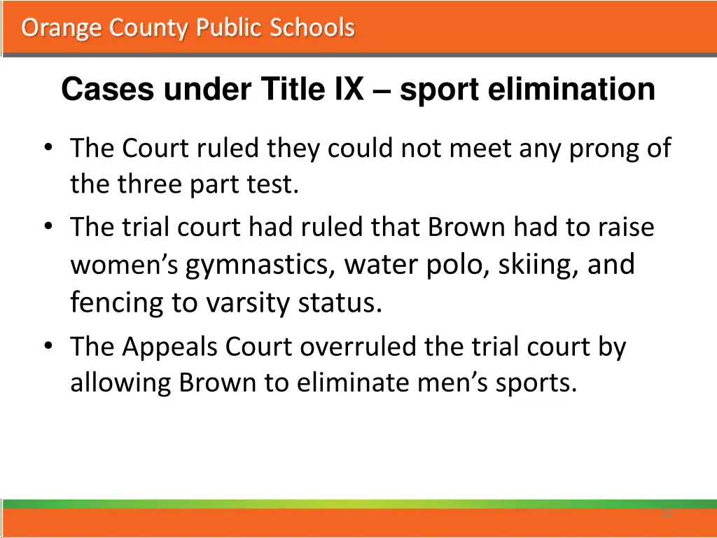 cases under title ix sport elimination 6