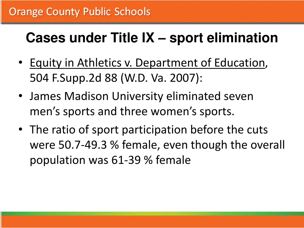cases under title ix sport elimination
