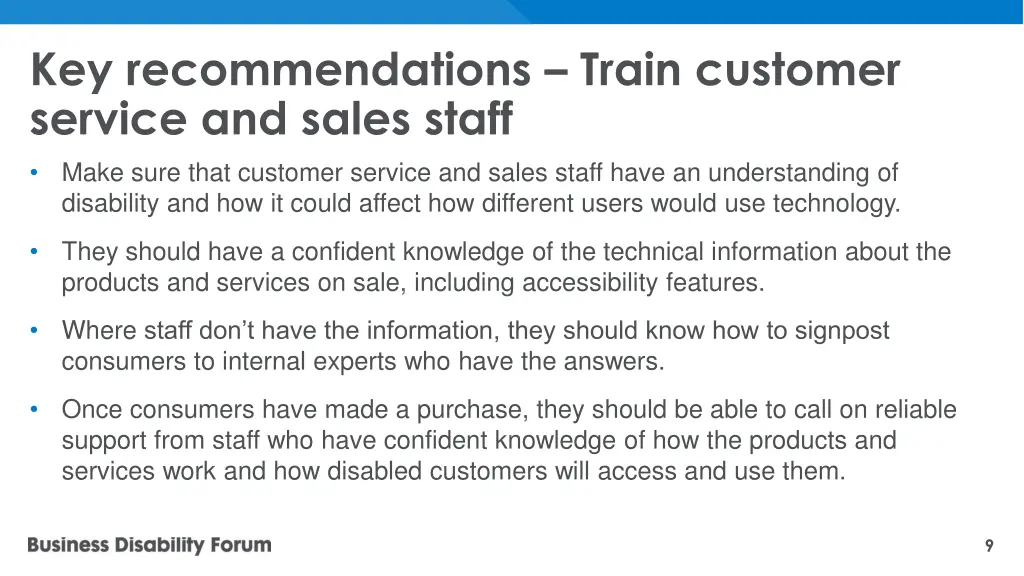 key recommendations train customer service