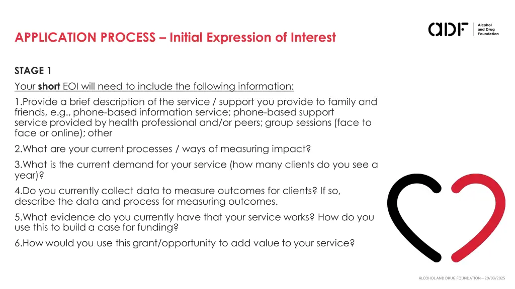 application process initial expression of interest