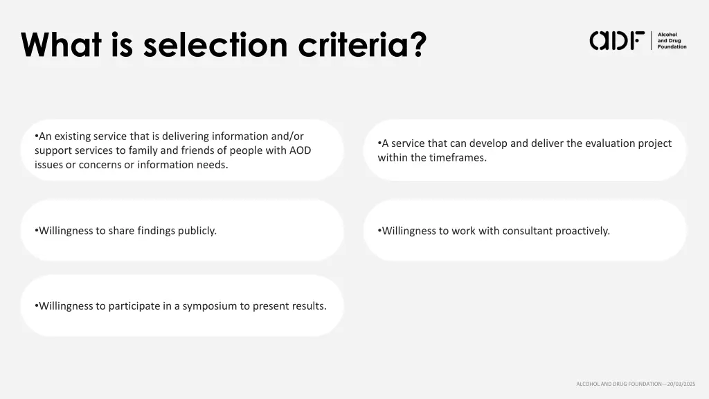 what is selection criteria