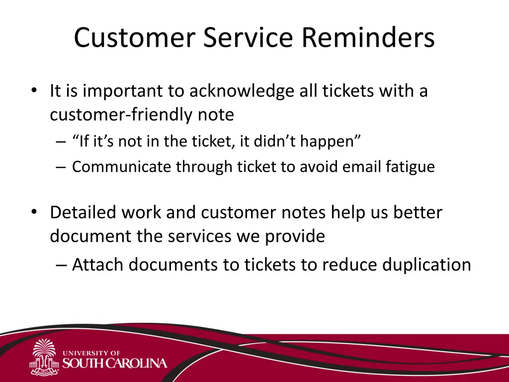 customer service reminders