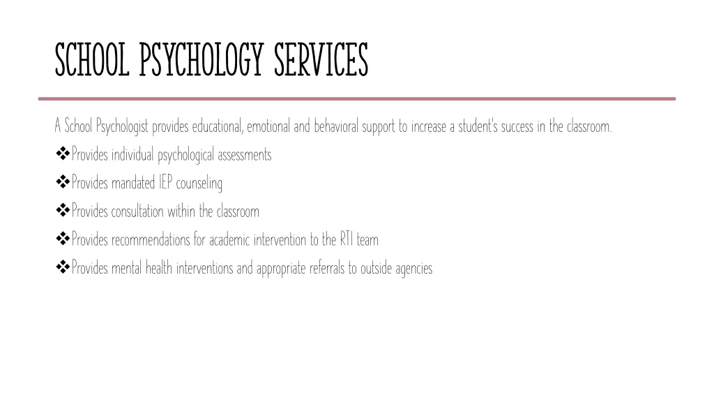 school psychology services