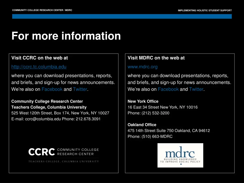 community college research center mdrc community