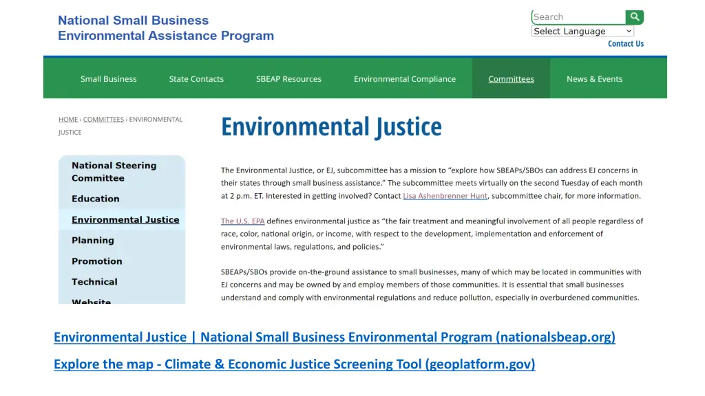 environmental justice national small business