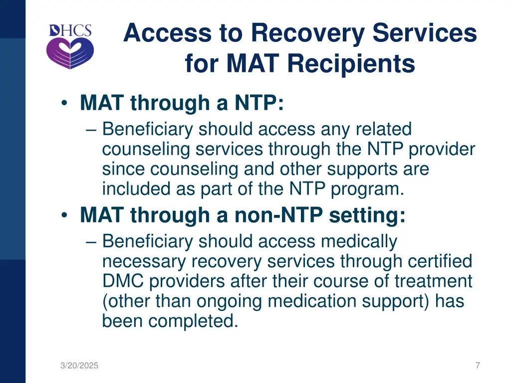 access to recovery services for mat recipients
