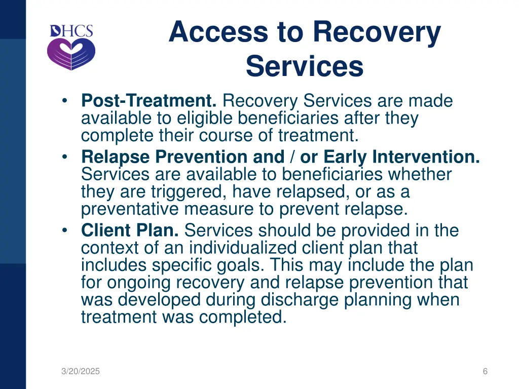 access to recovery services post treatment