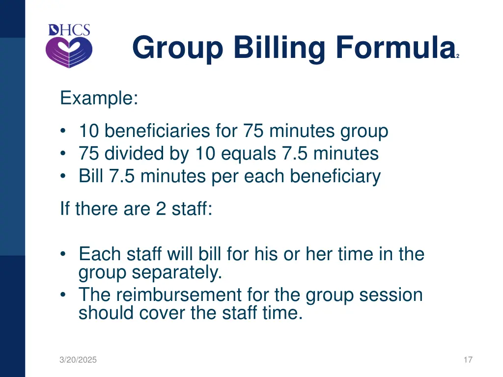 group billing formula 2