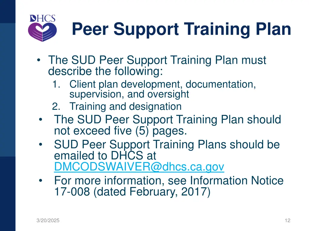 peer support training plan