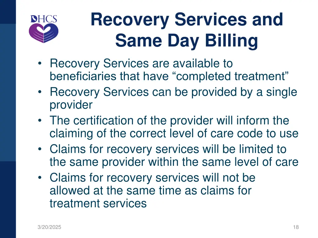 recovery services and same day billing recovery