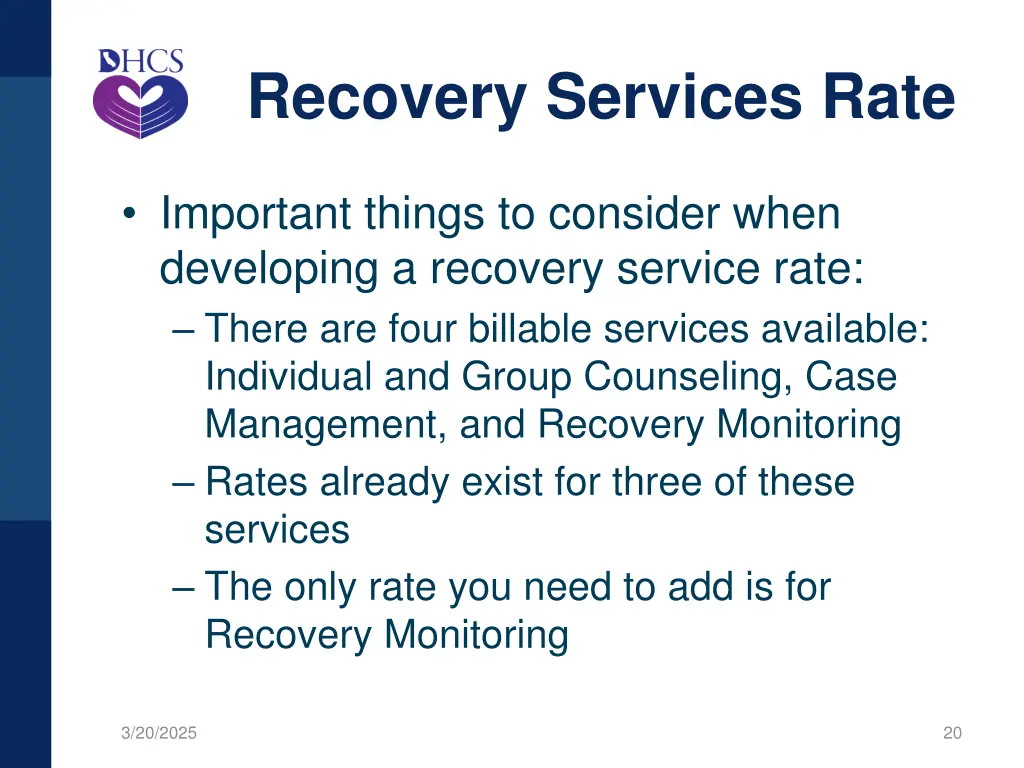 recovery services rate