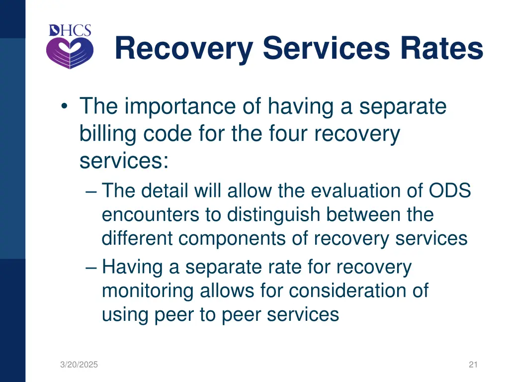 recovery services rates