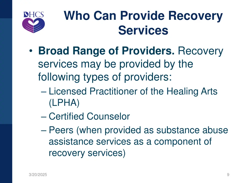 who can provide recovery services