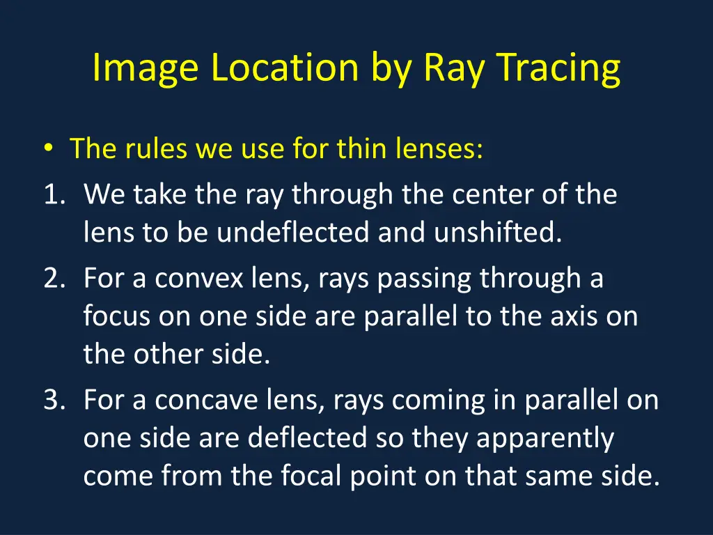 image location by ray tracing