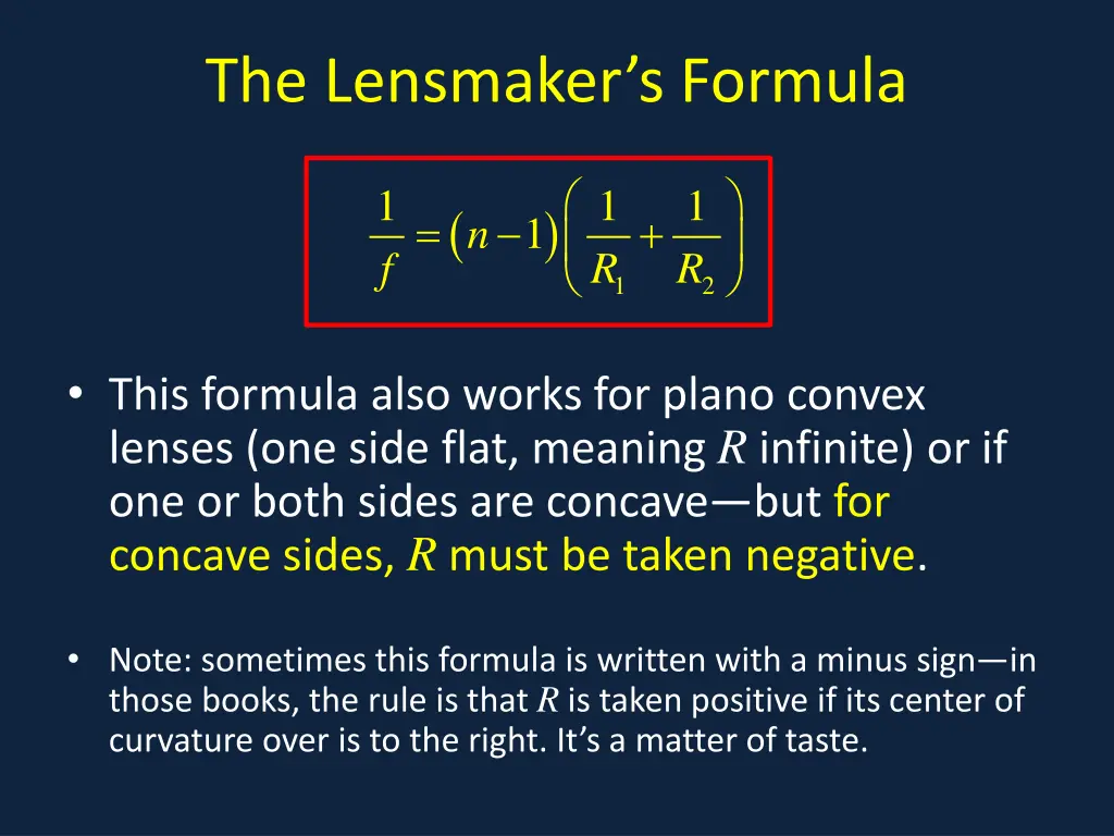 the lensmaker s formula