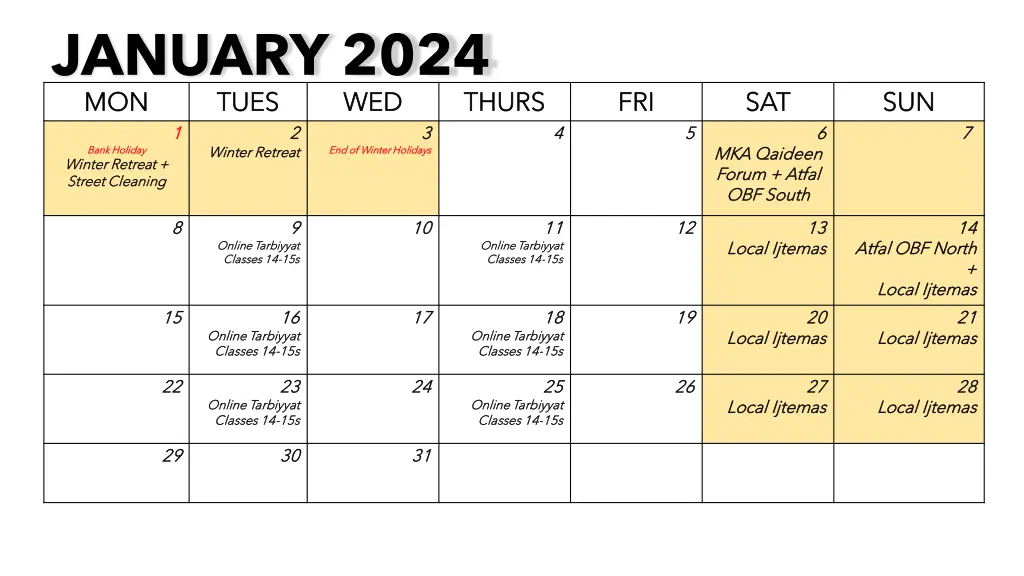 january 2024 mon mon tues tues 1 1 bank holiday