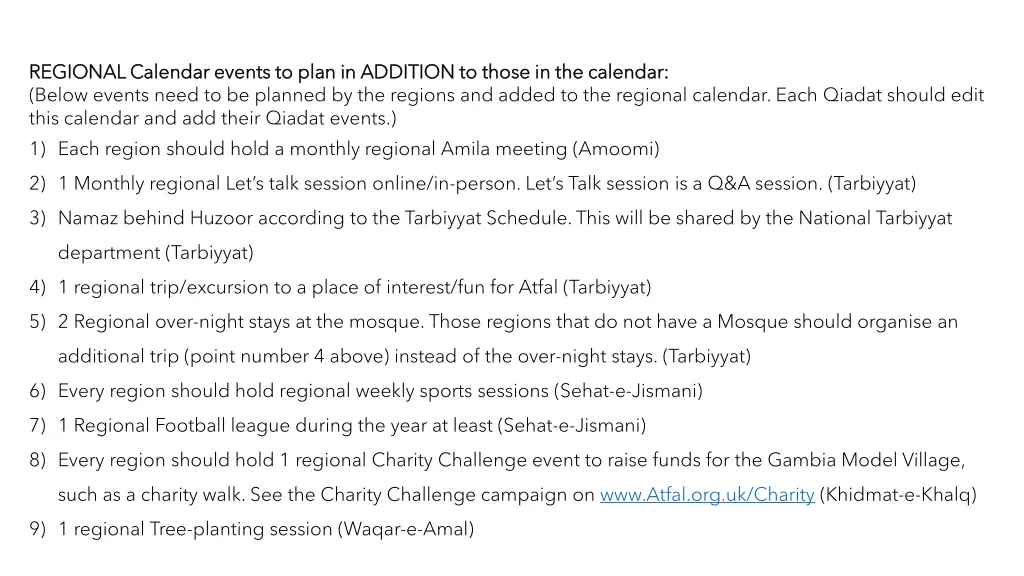 regional calendar events to plan in addition