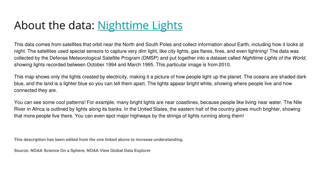 about the data nighttime lights