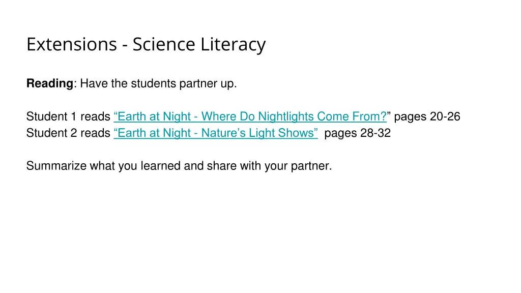 extensions science literacy