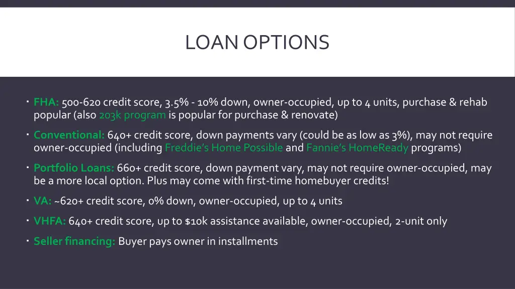 loan options