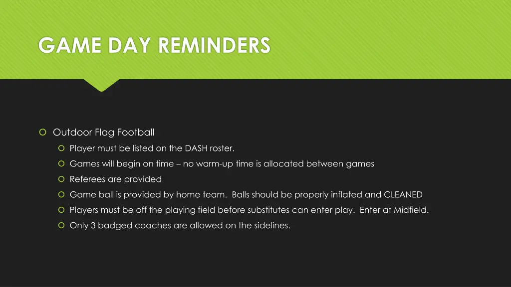 game day reminders