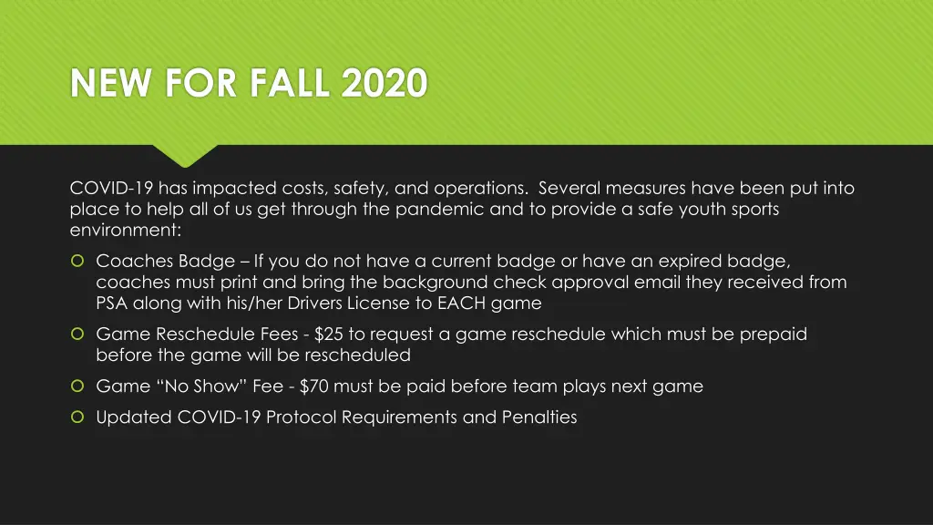 new for fall 2020