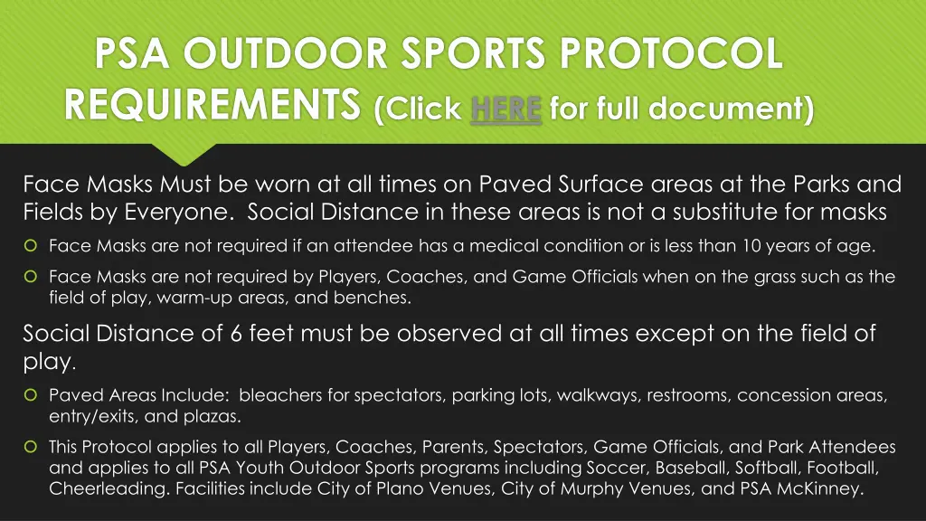 psa outdoor sports protocol requirements click
