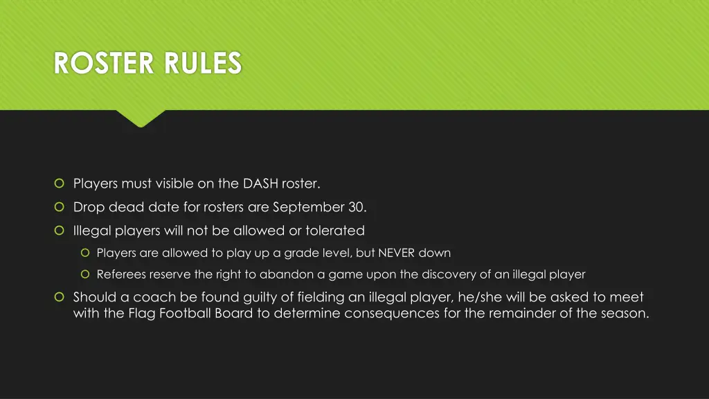 roster rules