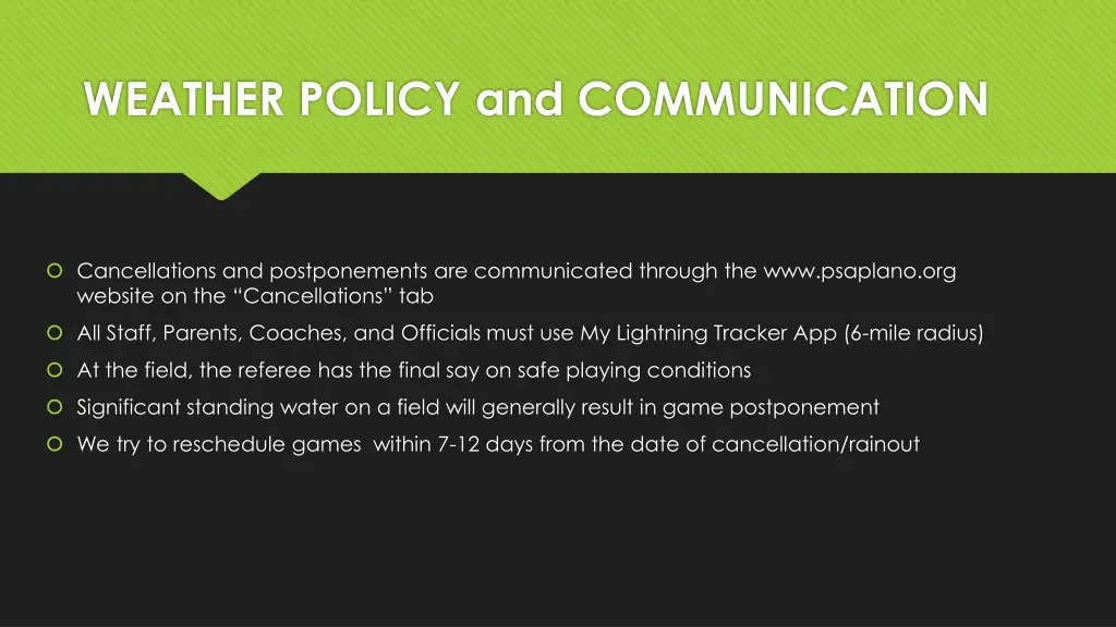 weather policy and communication