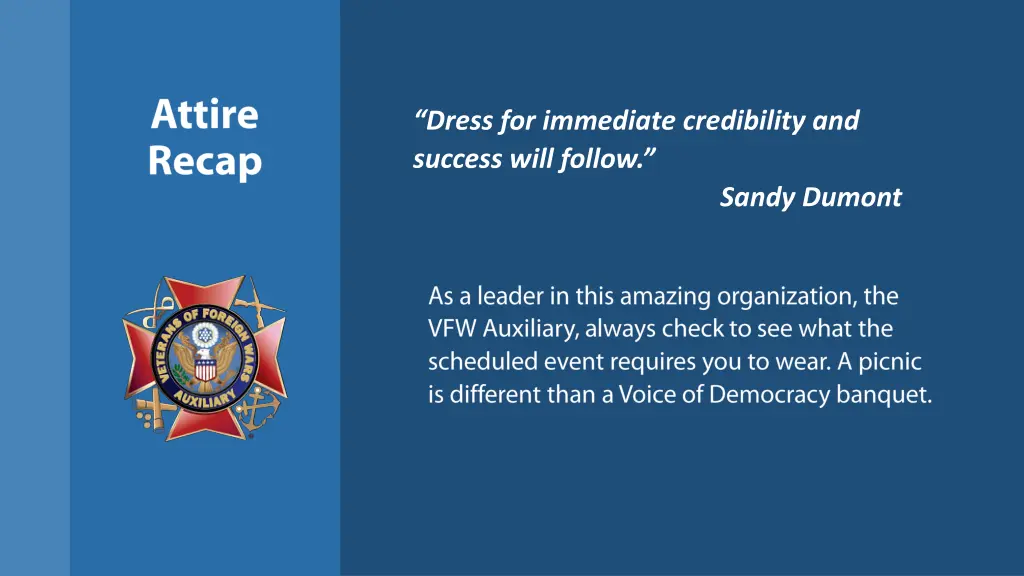 dress for immediate credibility and success will