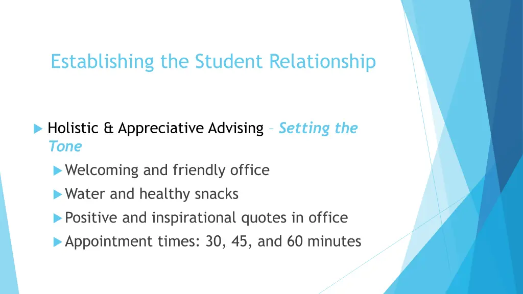 establishing the student relationship