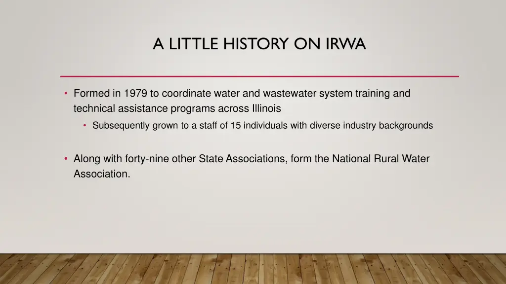 a little history on irwa
