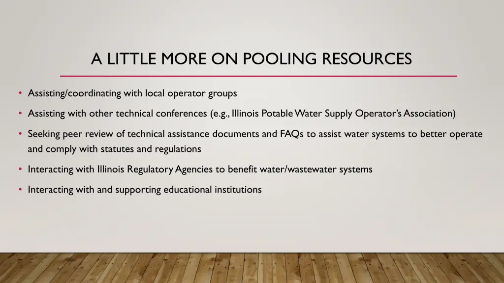 a little more on pooling resources