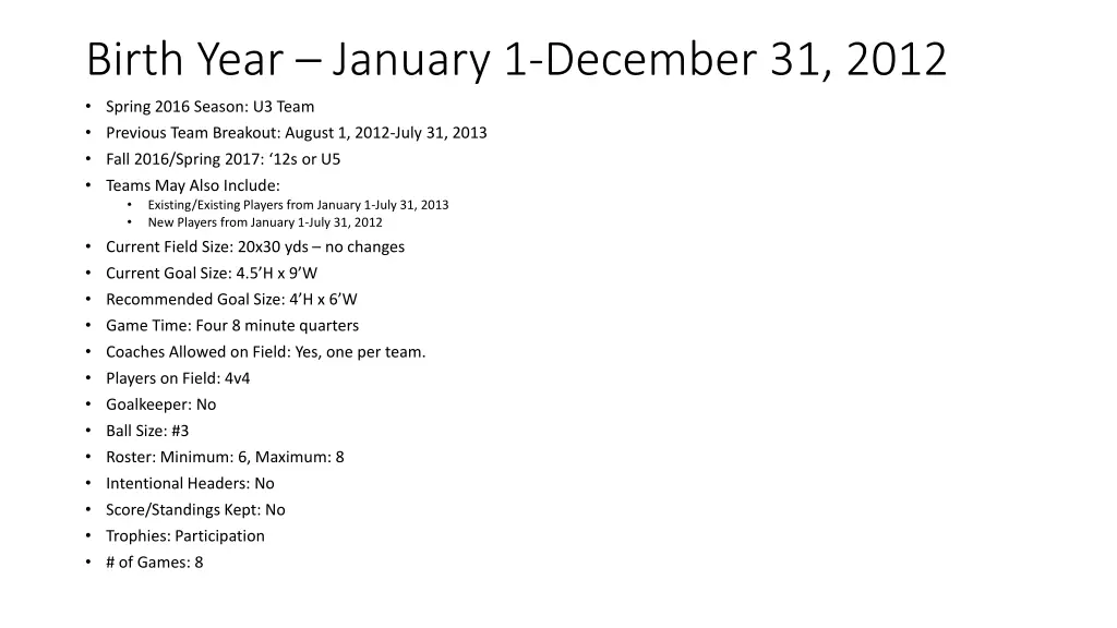 birth year january 1 december 31 2012 spring 2016