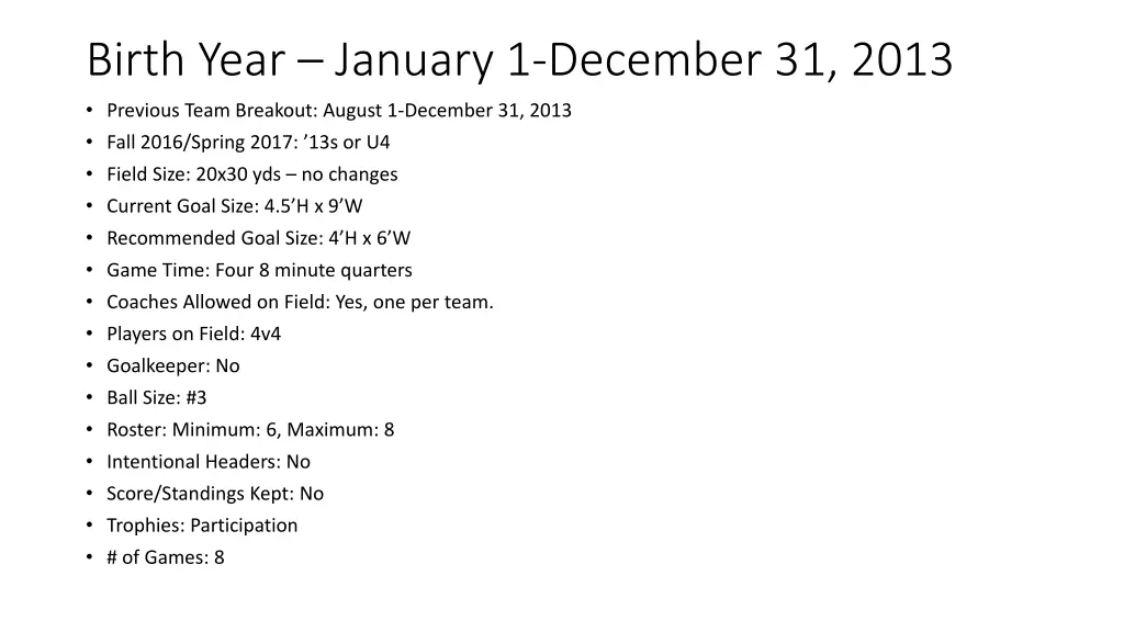 birth year january 1 december 31 2013 previous