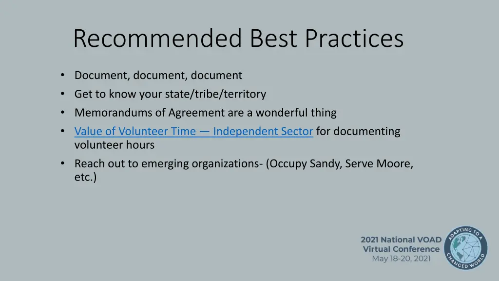 recommended best practices