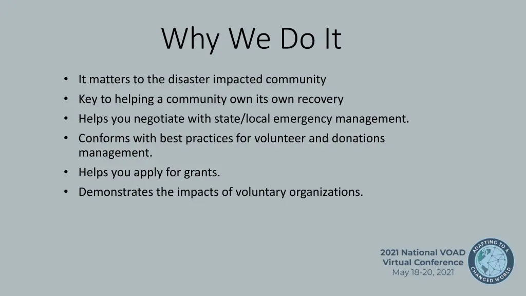 why we do it