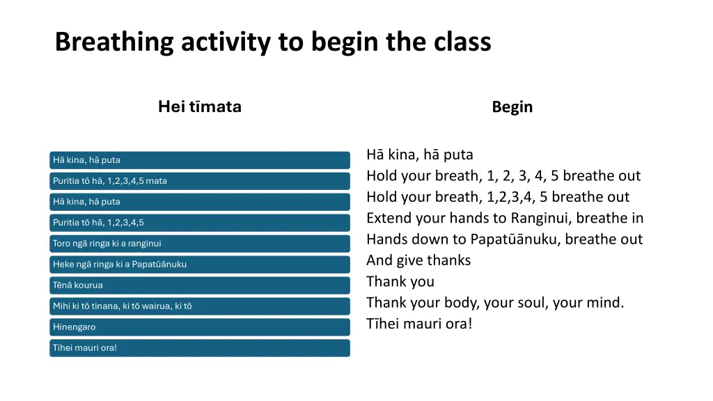 breathing activity to begin the class