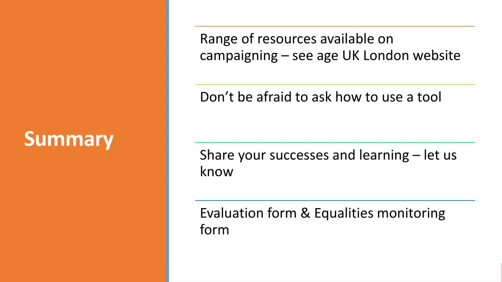 range of resources available on campaigning