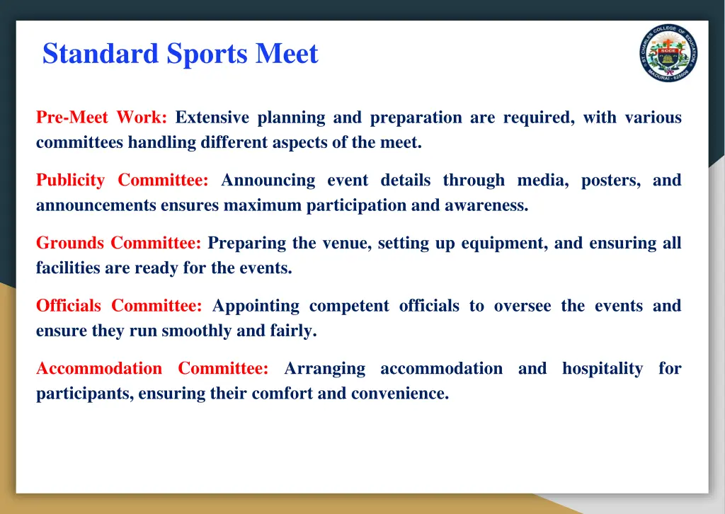standard sports meet