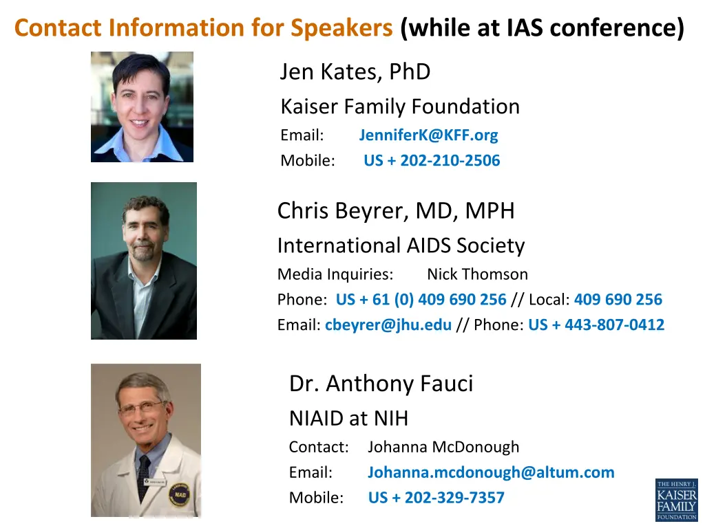 contact information for speakers while