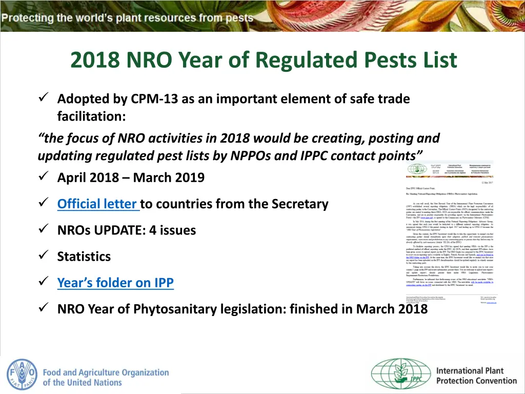 2018 nro year of regulated pests list