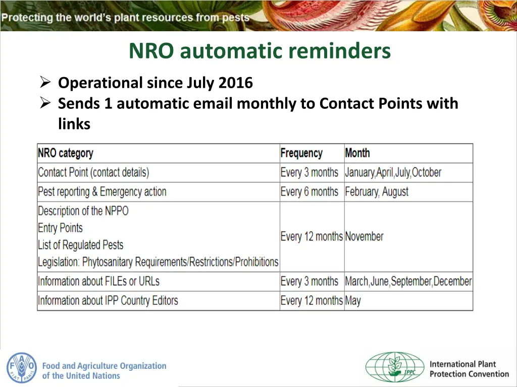 nro automatic reminders operational since july