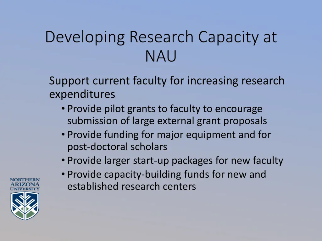 developing research capacity at nau 2