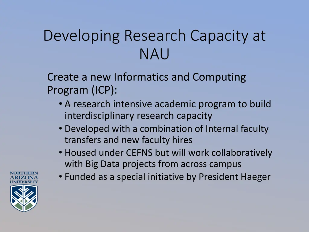 developing research capacity at nau 3