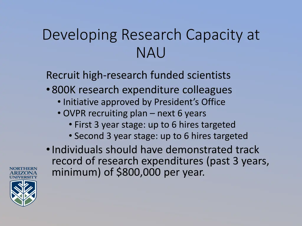 developing research capacity at nau 4