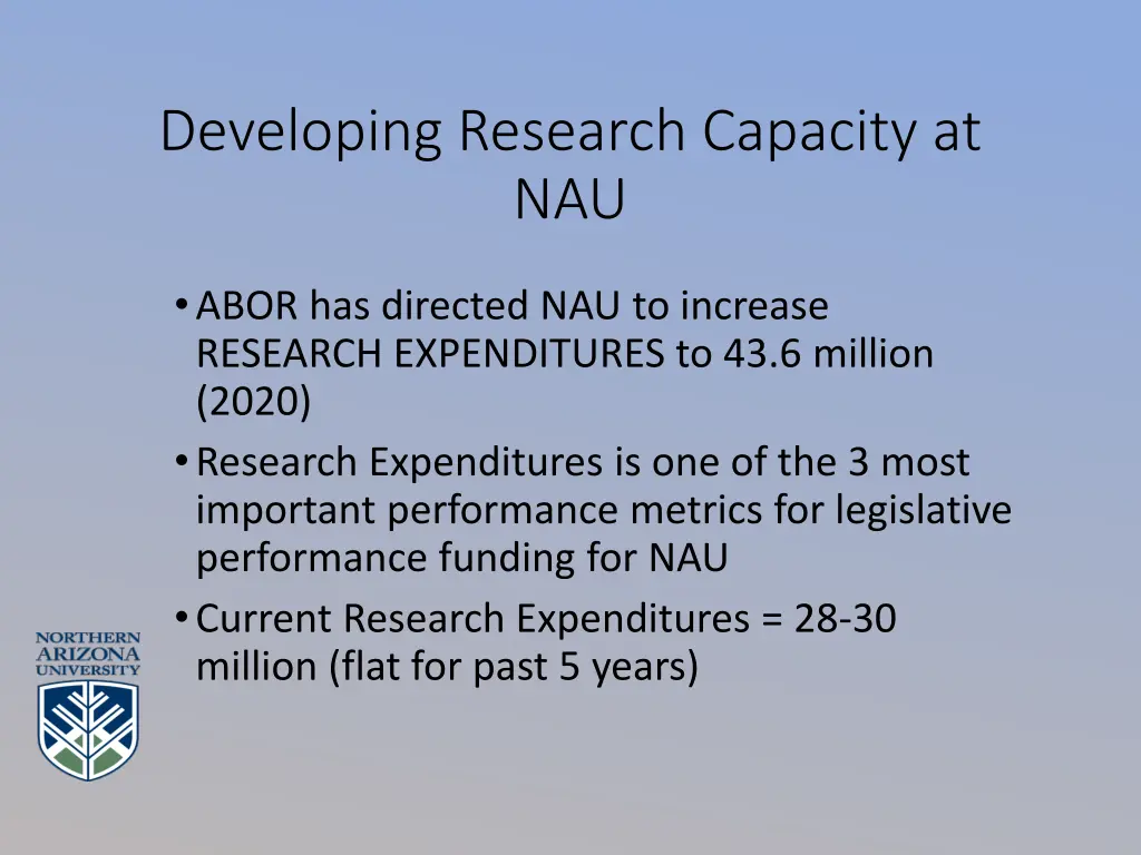 developing research capacity at nau