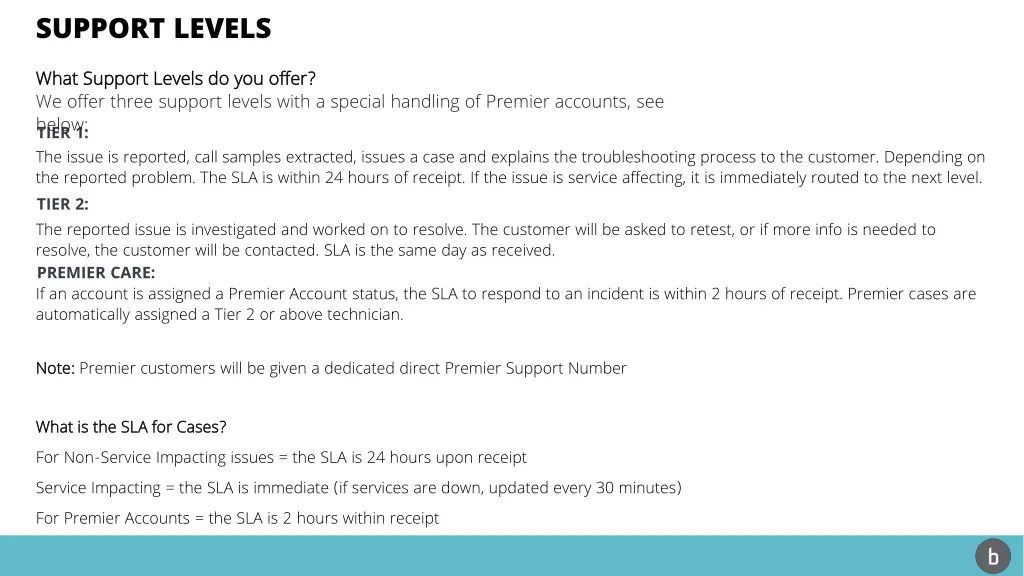 support levels what support levels do you offer