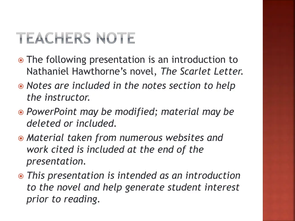 teachers note